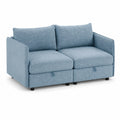 Canapé modulable en tissu Bleu avec coussins