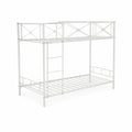 Lit superposé en métal blanc avec échelle intégrée 200x90 cm