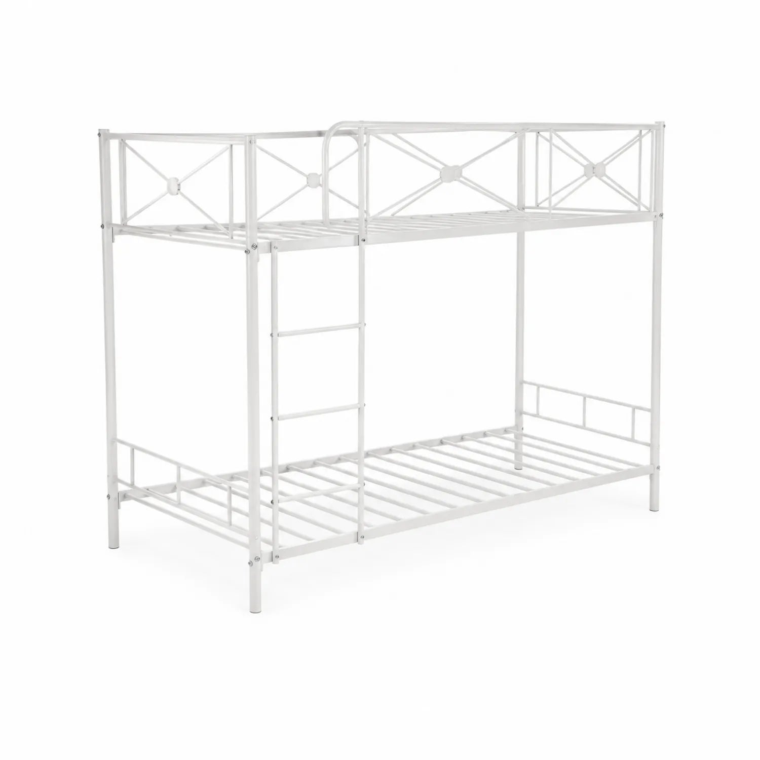 Lit superposé en métal blanc avec échelle intégrée 200x90 cm