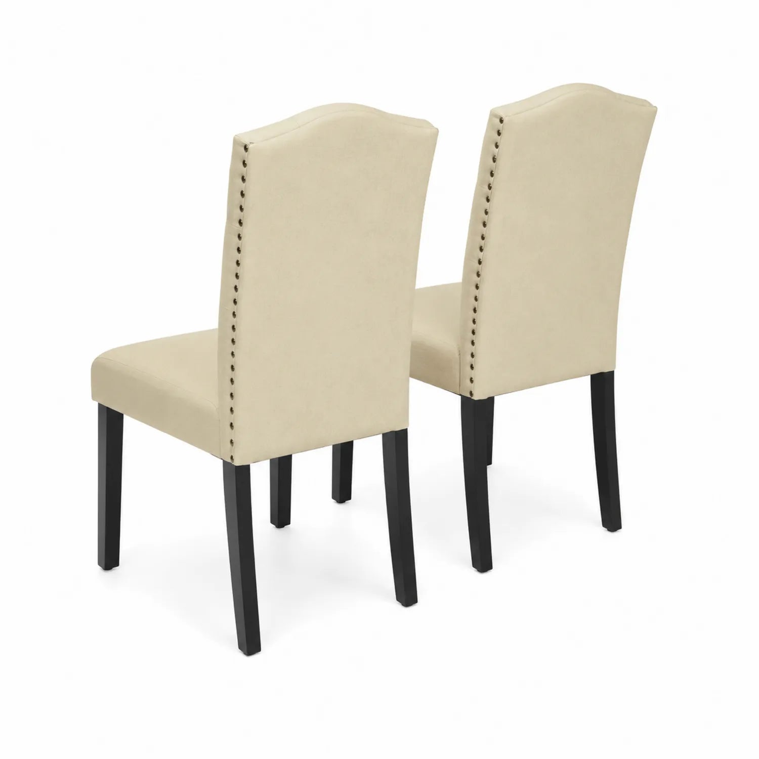 Chaises en tissu beige avec pieds en bois, lot de 2