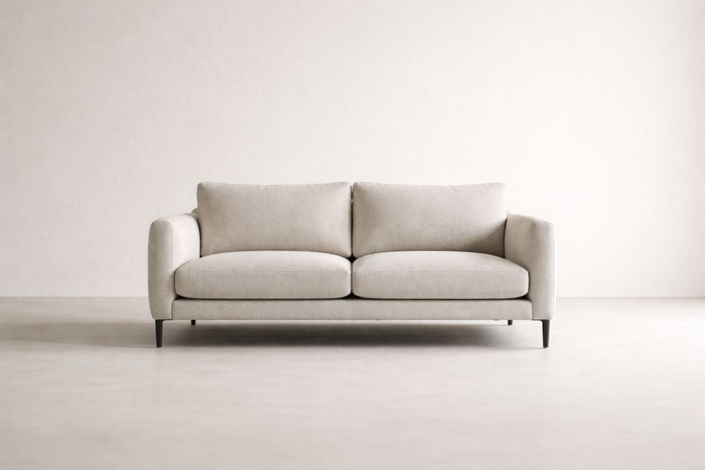 Beige Fabric Sofa with Metal Legs