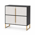 Buffet rectangulaire en bois et métal noir/doré 90x80x40 cm