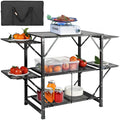 Table de Cuisine de Camping VEVOR 126x46x81 cm - Structure Pliante en Aluminium avec 4 Extensions et Sac de Transport