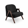 Fauteuil en bois et tissu bouclé Noir