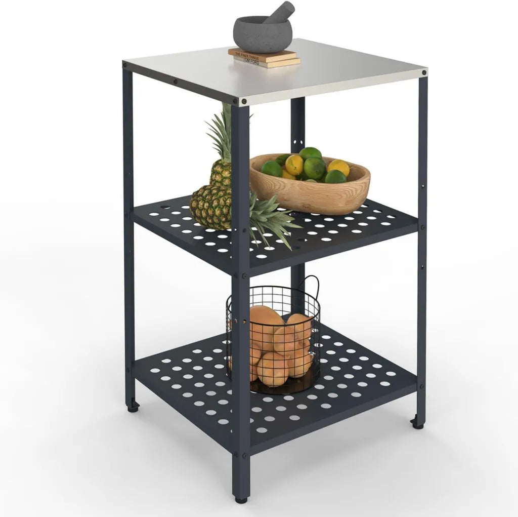 IDMarket - Module de Cuisine d'Extérieur Pareo avec 2 Étagères en Acier Gris
