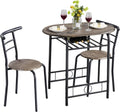 Ensemble de Salle à Manger 3 Pièces avec Rangement, Table et Chaises pour Petits Espaces, Couleur Gris Foncé et Noir