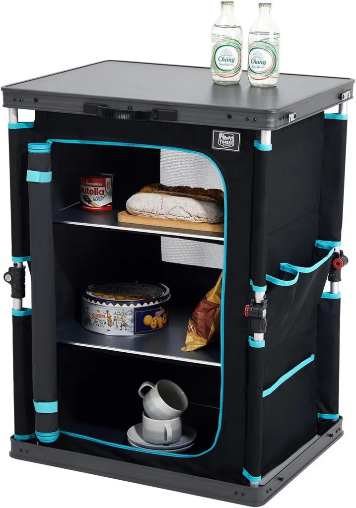 Armoire de Cuisine Mobile TIMBER RIDGE pour Camping avec Rangements Pratiques