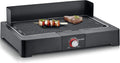 Gril Électrique SEVERIN 2200 W, Grille Fonte Aluminium, Barbecue Portable Intérieur/Extérieur, Pare-Vent Amovible, Bac à Eau, Noir