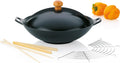 Poêle Wok en Fonte avec Couvercle de 36 cm - Set ASIA avec Accessoires Induction