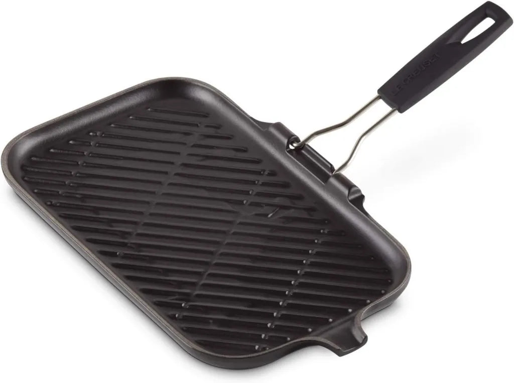 Gril en fonte émaillée LE CREUSET avec poignée silicone, 36x20 cm, Noir