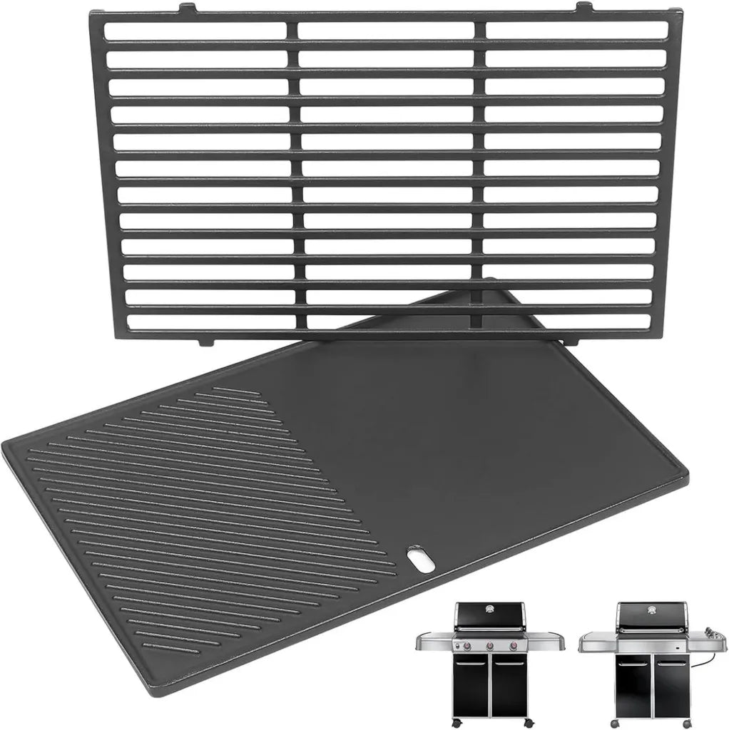 Plaque et grille en fonte 49,5 cm compatible Weber Genesis BBQ