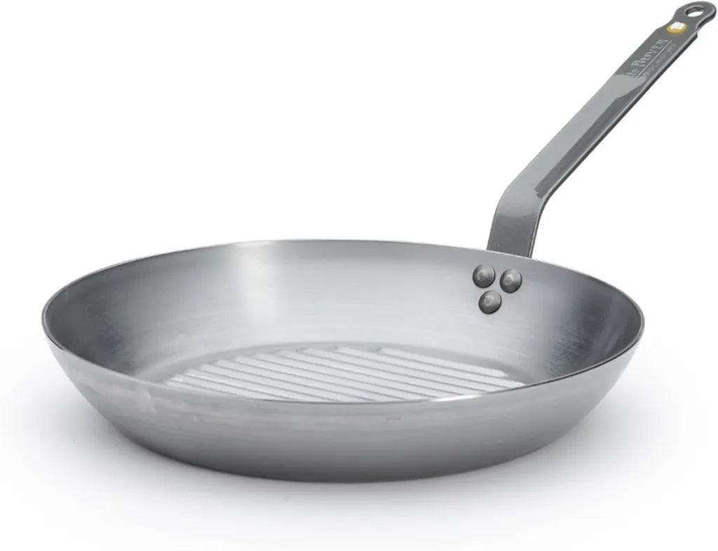 Poêle à Griller en Acier MINERAL B 32 cm - Fabrication Française, Antiadhésif Naturel, Manche Riveté, Compatible Tous Feux