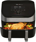 Friteuse Numérique Inox Sans Huile 8.5L avec Double Zone et Fenêtre, 8 Programmes Multifonctions, 1700W
