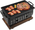 Gril Japonais Portable à Charbon avec Base en Bois pour Yakiniku et Camping