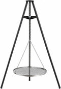 Barbecue pivotant en acier avec grille de cuisson 65 cm – Hauteur réglable avec chaîne – Trépied stable pour feux de camp