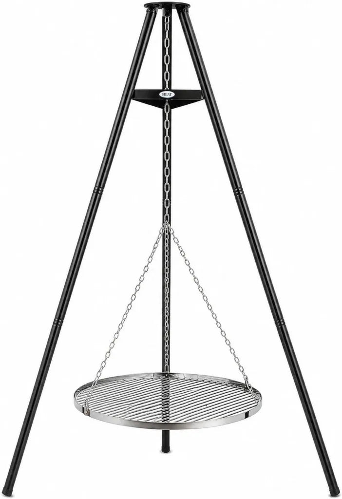 Barbecue pivotant en acier avec grille de cuisson 65 cm – Hauteur réglable avec chaîne – Trépied stable pour feux de camp