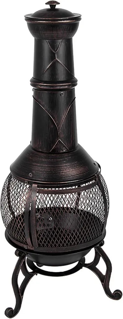 Chauffage de Terrasse en Acier pour Barbecue - Design Noir et Doré Antique
