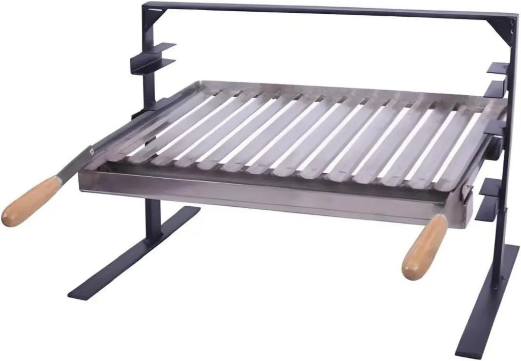 Support Barbecue en Acier Inoxydable avec Grille et Bac à Graisse - Gris - Dimensions 50x41x42 cm