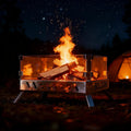 Brasero de Jardin Pliable CCLIFE avec Grille, Barbecue Portable en Acier Inoxydable