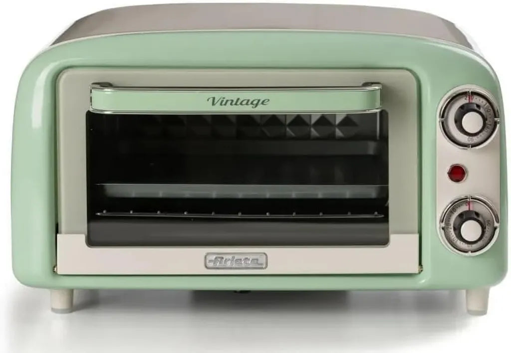 Mini Four Ariete 3919 Vintage 10L, 800W, Température Max 230°C, Minuterie 60 Min, Double Verre, Couleur Verte