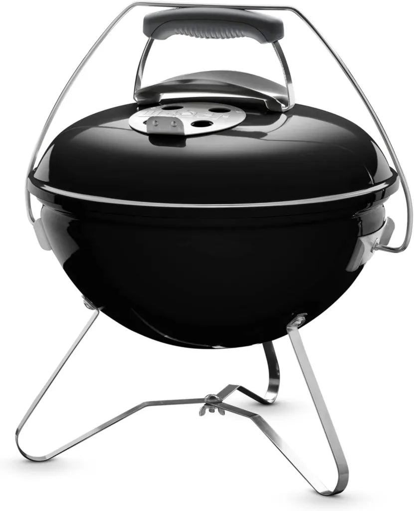 Weber Barbecue à Charbon Portable Smokey Joe Premium, Émaillé, Surface de Cuisson 37 cm, Poignée Tuck-N-Carry, Noir