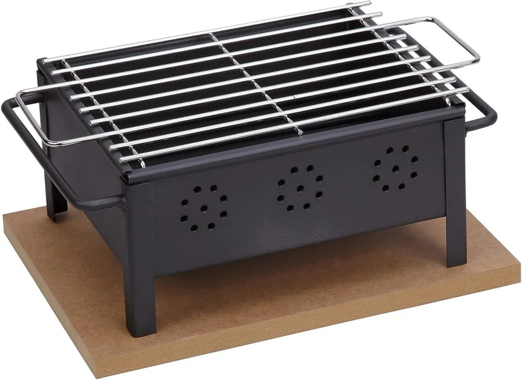 Barbecue de Table Portable avec Grille en Acier Inoxydable 25x20 cm