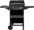 Gril à gaz compact 2 brûleurs avec tablettes et chariot en acier, 8,7 kW