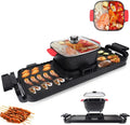 Grill Électrique 2 en 1 Shabu & Barbecue - 2300W Total - Multifonction - Fonte d'Aluminium Antiadhésive - Double Contrôle Température