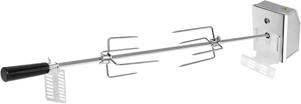 Tournebroche électrique en inox pour barbecue gaz avec 4 broches - 107 cm
