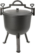 Chaudron Goulasch 8L en Fonte avec Couvercle et Pieds pour Cuisine Extérieure