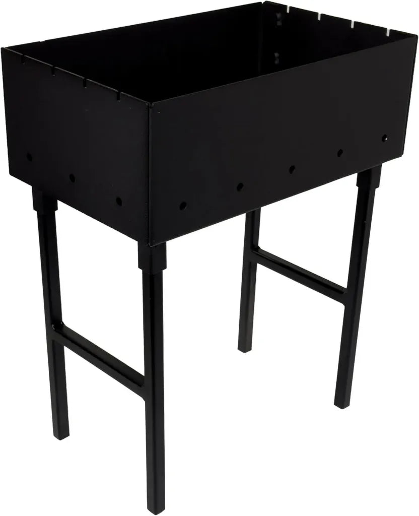 Gril à charbon portable pour 4 brochettes - Barbecue en acier robuste avec pieds amovibles - Parfait pour le camping et les pique-niques