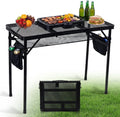 Table de Camping Pliante en Aluminium Légère et Réglable, 90x40 cm, Plateau Maille, Idéale pour Pique-Nique et Barbecue