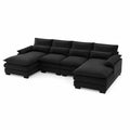 Canapé d'angle modulaire en tissu Noir