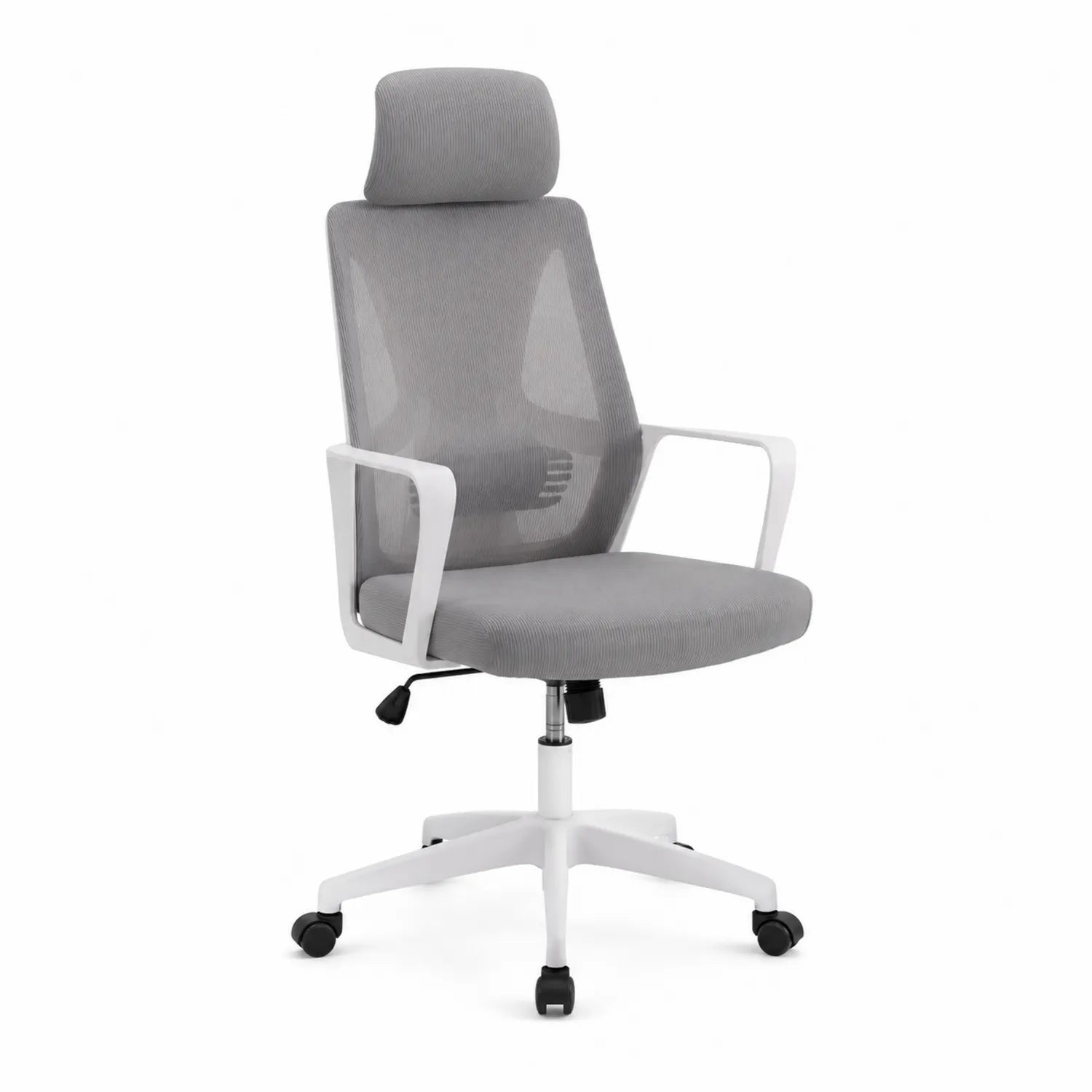 Chaise de bureau en maille grise avec accoudoirs