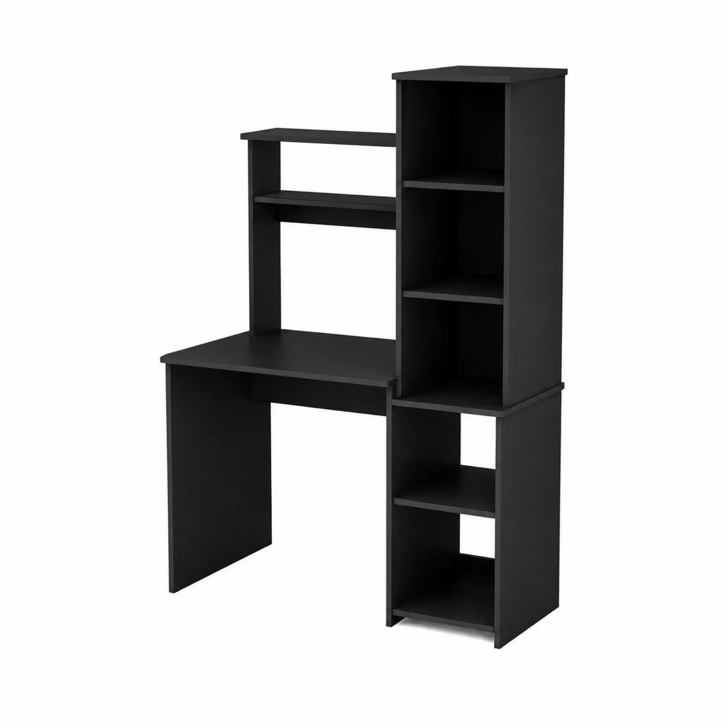 Bureau en bois avec étagères intégrées Noir