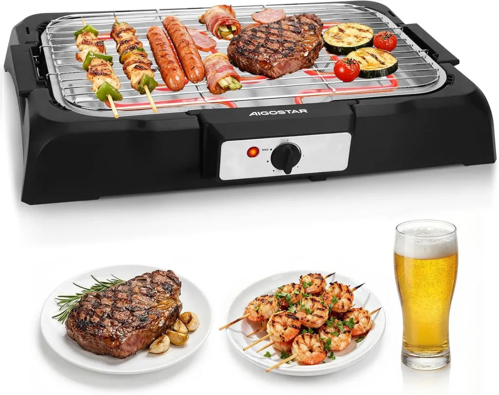 Gril électrique sans fumée Aigostar Tasty, 2000W, compact et amovible