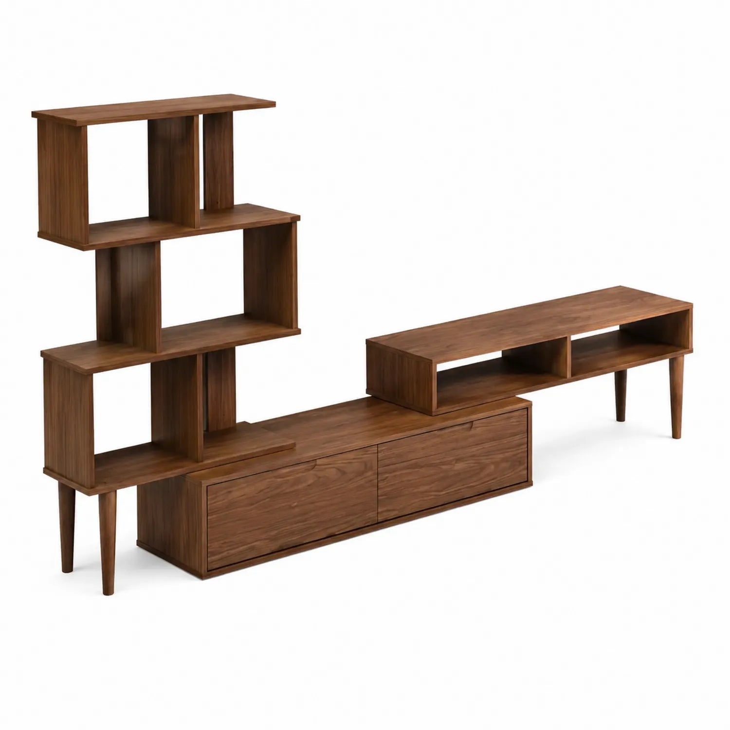 Meuble TV en bois avec étagères - 180x40x150 cm