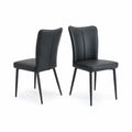 Lot de 2 chaises en cuir synthétique noir avec pieds en métal