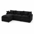 Canapé d'angle modulaire en tissu polyester noir