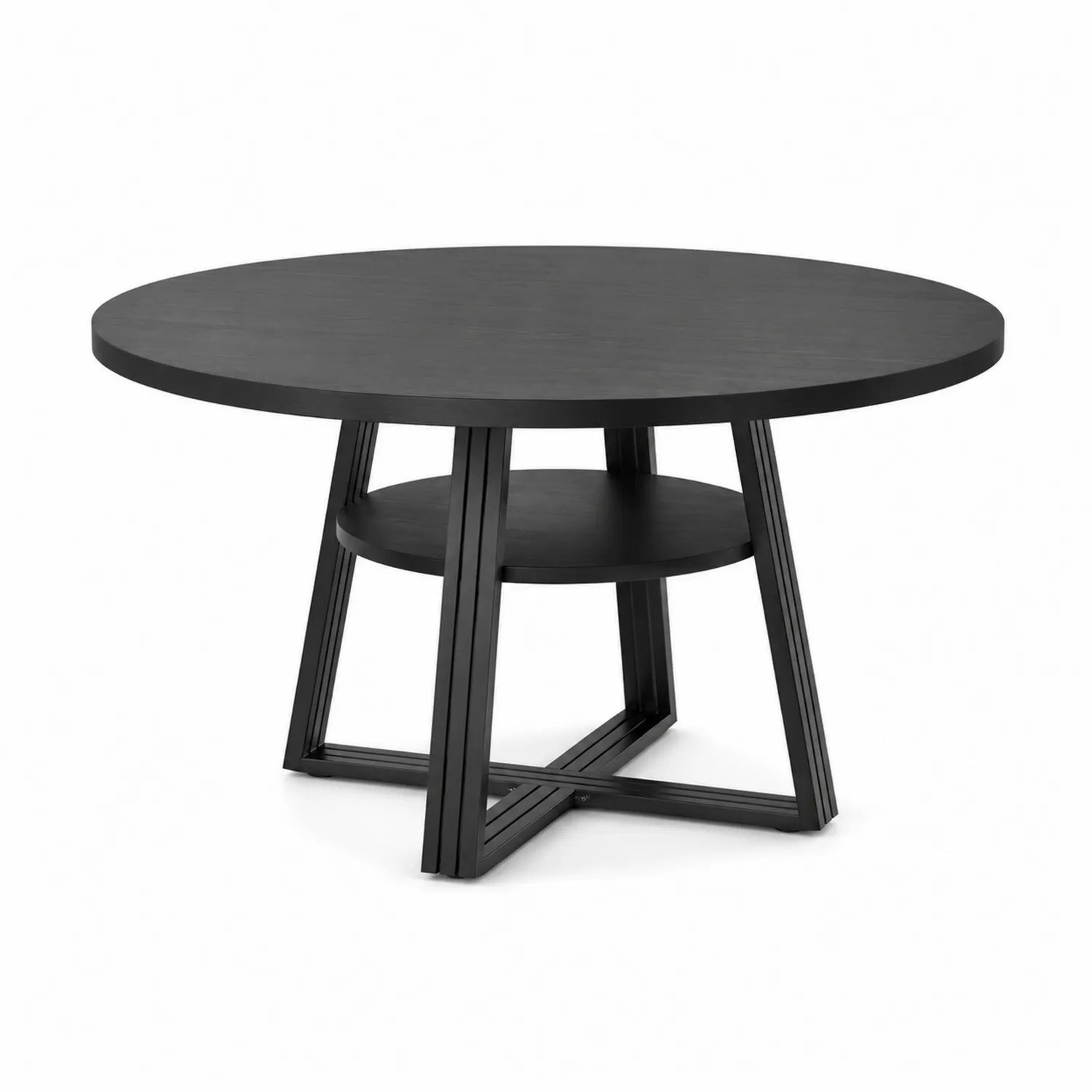 Table ronde en Bois et Métal Noir Diamètre 120 cm