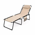 Chaise Longue Pliante en Métal et Polyester Beige