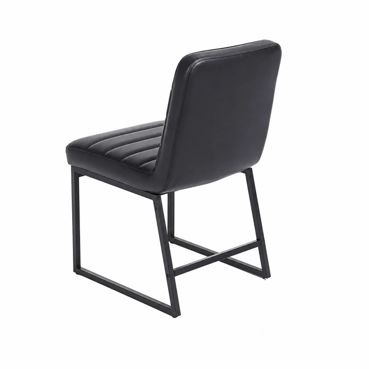 Chaise en cuir PU noir avec structure en métal