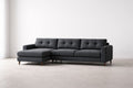 Dark Gray Fabric Sectional Sofa with Chaise and Wooden Legs