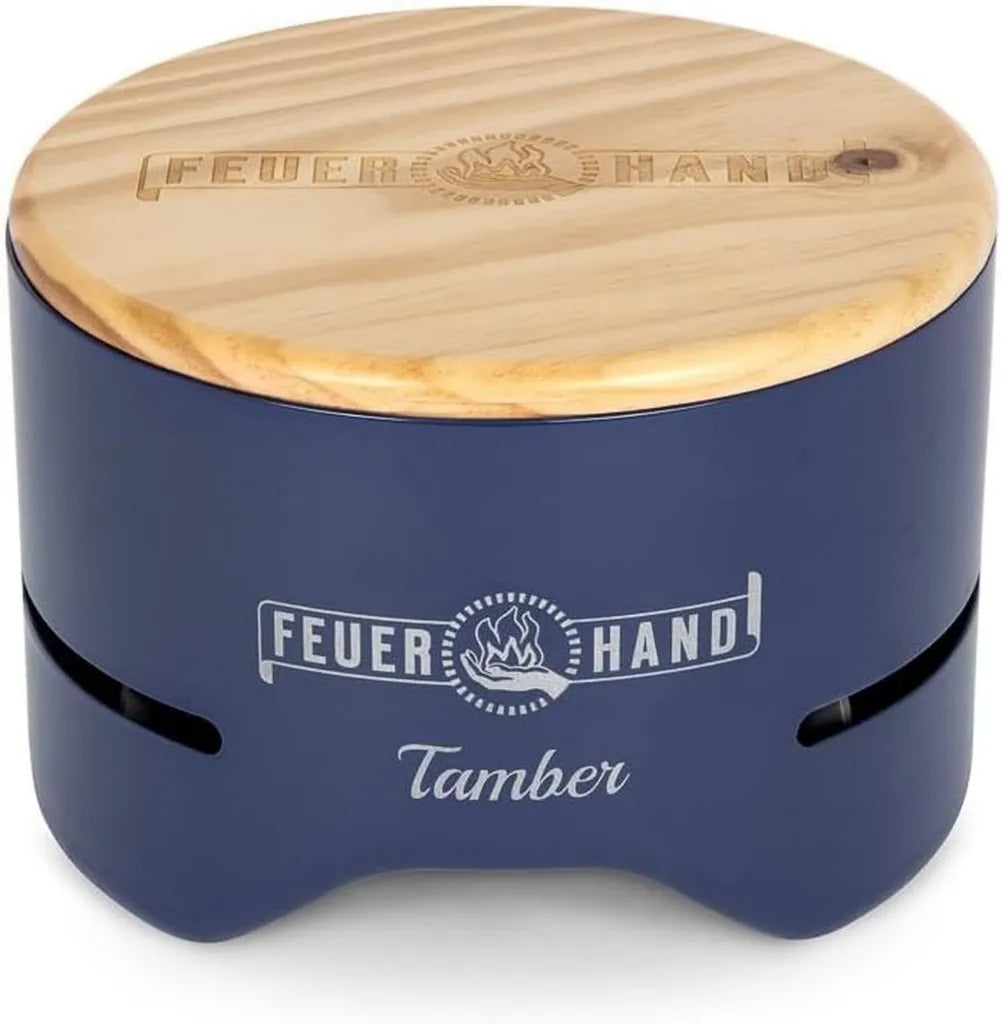 Barbecue de Table au Charbon Tamber en Cobalt - Compact avec Couvercle et Grille Émaillée