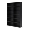 Bibliothèque double en bois noir 180x160x30 cm