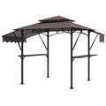 Pavillon de jardin en métal avec auvent double toit 300x150x250 cm Marron