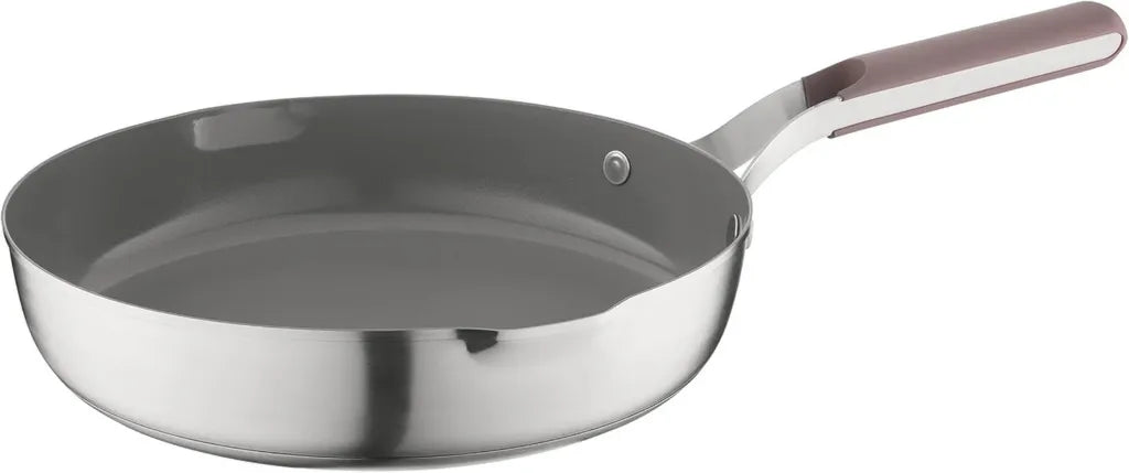 Poêle Antiadhésive 28 cm en Acier Inoxydable pour Tous Feux et Four