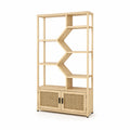 Étagère en bois avec portes en rotin chêne clair