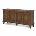 Buffet en Bois Massif avec Portes Sculptées et Finition Vernis 160x45x85 cm