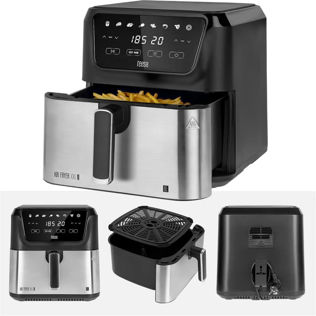 Friteuse à Air Numérique Teesa XXL 1700W, Capacité 8L, 8 Programmes